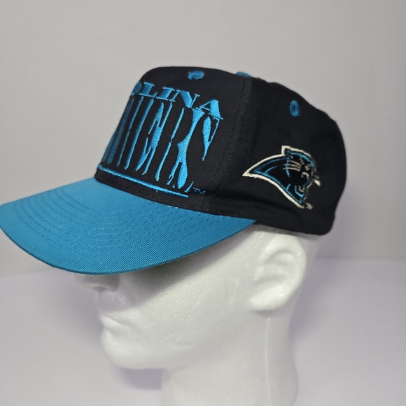 CAROLINA PANTHERS LOGO 7 Vintage 90’s SnapBack NFL Hat -Black/Teal - Picture 2 of 10